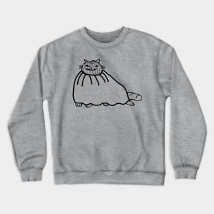 Chonk Cat Wearing Halloween Horror Pumpkin Ghost Costume Minimal Line Art Crewneck Sweatshirt